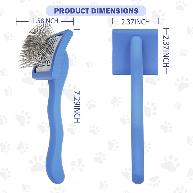 Dog Slicker Brush for Golden Doodle Grooming Kit - Dematting Brushes for Goldendoodles, Labradoodles, Poodles - Pet Hair Brush for Short & Medium Haired Dogs - Small (Blue)