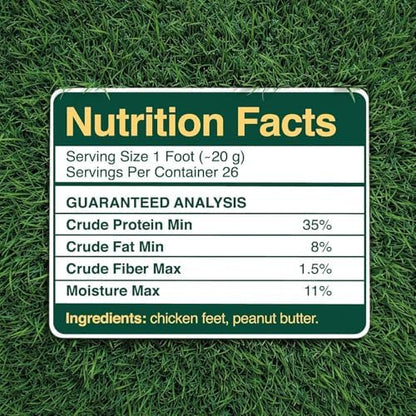 100% Natural Dehydrated Chicken Feet Peanut Butter Flavor For Dog Treats - Organic, No Rawhide, Sensitive Stomach, Nail Free, Odor Free, High Collagen, Hip Joint & Dental Health - 26 Count