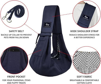 CUBY Dog and Cat Sling Carrier - Hands Free Reversible Pet Papoose Bag - Soft Pouch and Tote Design - Suitable for Puppy, Small Dogs Cats Outdoor