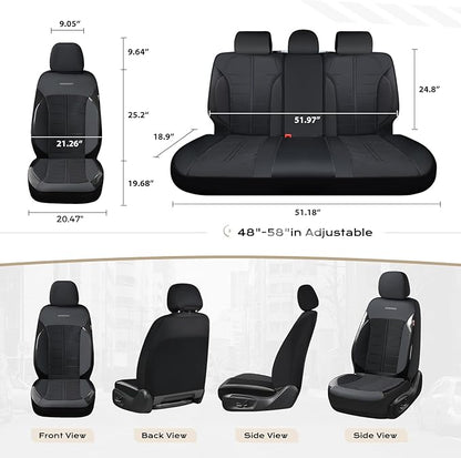 Coverado 3D Air Mesh Rear Car Seat Cover, Sports Carbon Fiber Design, Breathable Seat Protectors Airbag Compatible Comfort Universal for Most Cars, Van,Trucks, SUV, Black