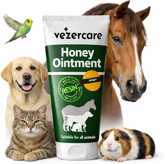 Honey Balm Ointment with Spruce Resin for Dogs, Cats & Horses, Wound Care Gel, Hot Spot Treatment for Dogs, Itchy Skin Relief, Dog and Cat Wound Care, 1.7oz, Made in Finland, Antifungal & Steroid Free