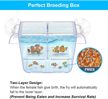 DaToo Fish Breeding Box Aquarium Holding Tank Transparent Fish Isolation Box Acclimation Hatchery Incubator Breeder for Betta Shrimp Clownfish Guppy Small