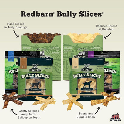 Redbarn Pet Products Bully Slices Beef Hide Dog Treats, Peanut Butter Flavor - Slow Roasted Grain-Free Rawhide Chew No Artificial Preservatives - 9 oz. 12 Bags