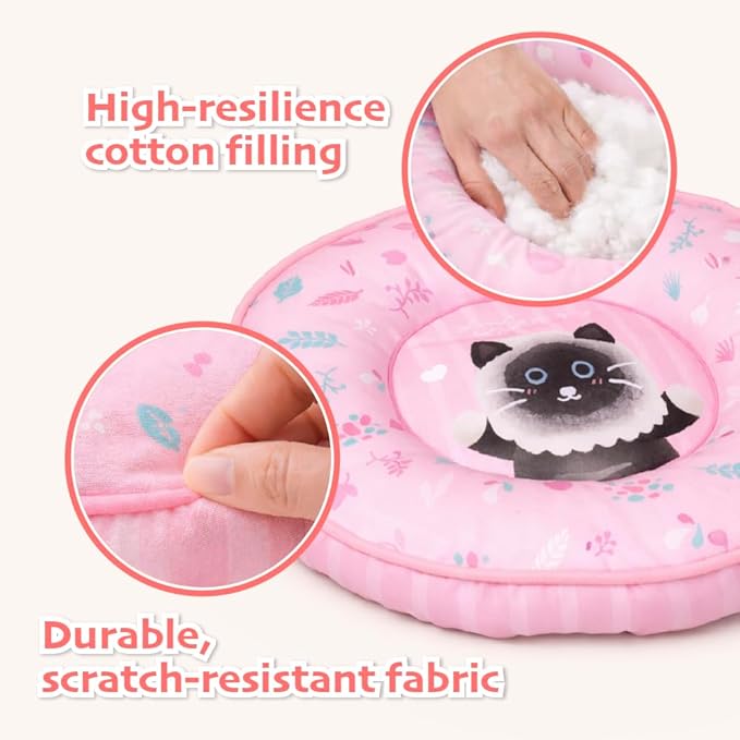 BLUE BAY Donut Pet Bed for Cats and Small Breed Dogs, Lightweight Round Pet Mat Bed, Easy to Clean, Calming and Secure