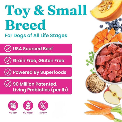 Solid Gold Toy & Small Breed Dry Dog Food Small Bites – Real Beef, Grain Free, Gluten Free, High Fiber Kibble with Probiotics for Gut Health & Digestion Support – Healthy Dog Food All Ages – 4LB
