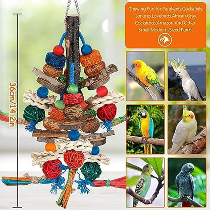 Bird Toys,Parrot Toys Exciting Chewing Fun for Parakeets,Cockatiels,Conures,Lovebirds,African Gray Cockatoos Amazon And Other Small Medium-Sized Parrot Natural Corn Cob Sturdy Nut (old bark)