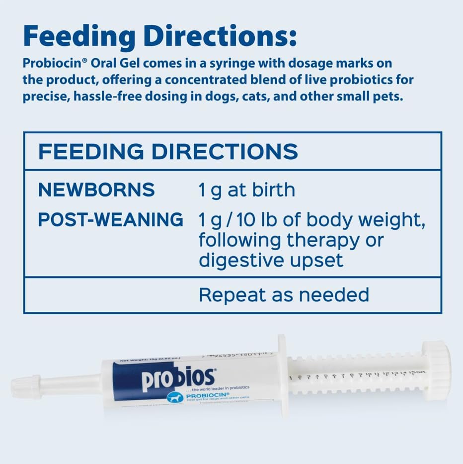 Probios Probiocin Oral Gel for Dogs & Cats, 15 g Tube