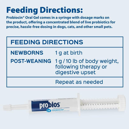 Probios Probiocin Oral Gel for Dogs & Cats, 15 g Tube