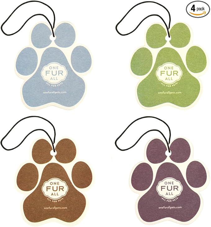 One Fur All Pet House Car Air Freshener - Variety Pack Pack of 4 - Non-toxic Car Air Freshener - Pet-Friendly Air Freshener For Small Spaces & Car - Hanging Odor Eliminating Air Freshener