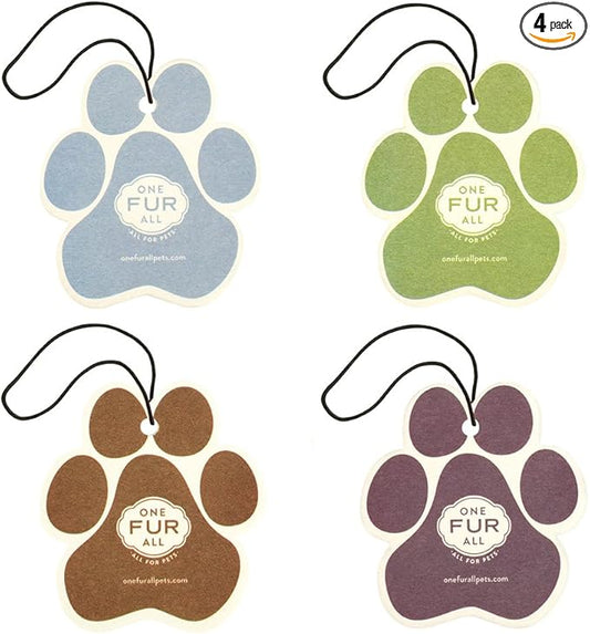 One Fur All Pet House Car Air Freshener - Variety Pack Pack of 4 - Non-toxic Car Air Freshener - Pet-Friendly Air Freshener For Small Spaces & Car - Hanging Odor Eliminating Air Freshener