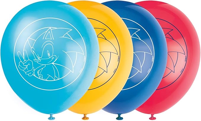 Sonic the Hedgehog Assorted Colors Printed Latex Balloons - (12") Pack of 8 - Perfect Decorations for Birthday Parties and Sonic-Themed Celebrations