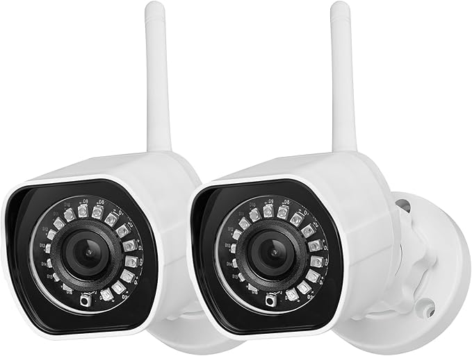 Zmodo Outdoor Wireless Security Camera System, 2 Pack 1080p Full HD Smart Home Indoor Outdoor WiFi IP Cameras with Night Vision, Plug-In, Compatible with Alexa