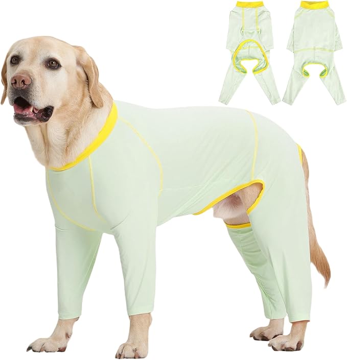 FUAMEY UPF 50+ Dog Sun Protection Full-Body Shirt for Large Dogs, Puppy Cooling Jumpsuit with Quick-Dry Stretchable Fabric,Outdoor Pet Dirt-Resistant Shedding Control Onesie for Summer, Green, 3XL