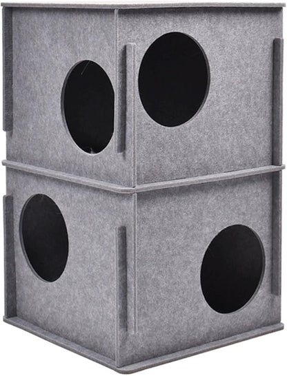 Stacking felt cat nest Cat Tunnel Bed, Cozy Hide and Seek Cat Den, All Season Useful Litter Box, Fun for Cats or Dogs, The Peekaboo Foldable Felt Cat Cave and Cube for Small Medium Large Cats