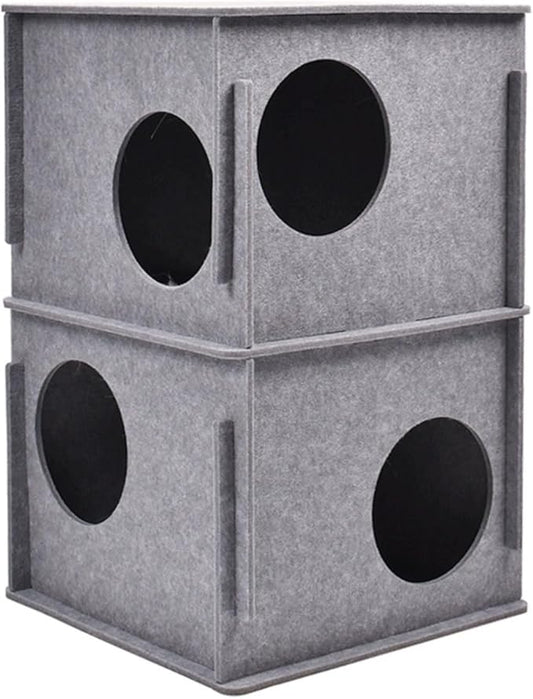 Stacking felt cat nest Cat Tunnel Bed, Cozy Hide and Seek Cat Den, All Season Useful Litter Box, Fun for Cats or Dogs, The Peekaboo Foldable Felt Cat Cave and Cube for Small Medium Large Cats
