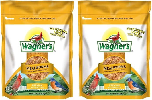 Wagner's 58005 Mealworms Wild Bird Food, 18-Ounce Bag (Pack of 2)
