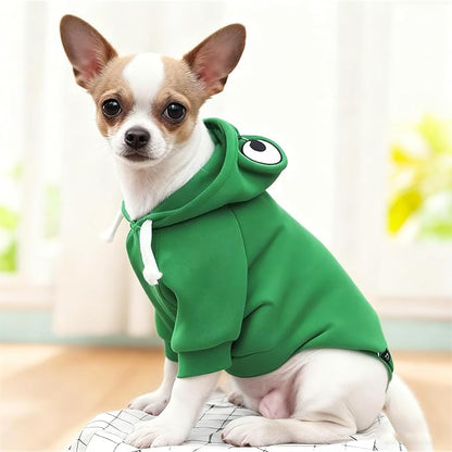 Pet Clothing Dog Transformation Frog Hoodie Autumn and Winter Warm Small Large Dog Method Dou Cat Bullfighting Clothes (Frog,XS)