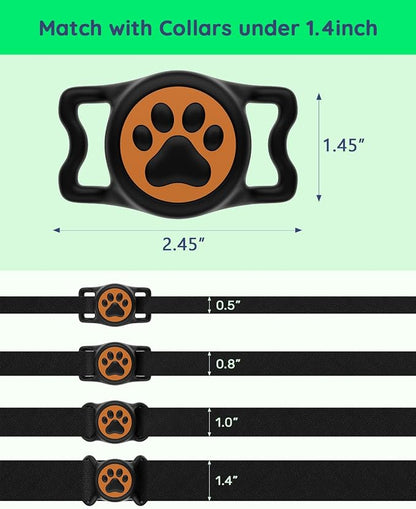 IP68 Waterproof Dog AirTag Holder for Dog Collar, Soft, Stretchy Silicone | Full-Body Protection, Easy Tool-Free Installation, Quiet, No-Dangle Fit, Lightweight, Fits Dog & Cat Collars of All Widths