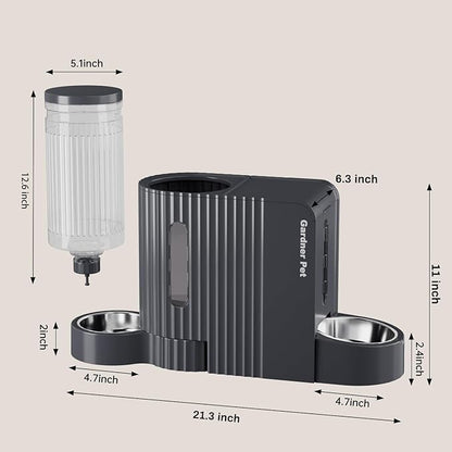 Gardner Pet Automatic Gravity Cat Food Feeder and Water Dispenser Stainless Steel Two-in-One Set Large Capacity Dispenser for Pets Dogs, Puppies, Kittens-(0.8 Gallons x 2)
