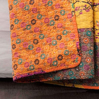 Lush Decor Royal Empire Reversible Cotton Throw Blanket, 50" W x 60" L, Tangerine - Throw Blankets for Bed - Couch Blanket - Boho Throw Blanket for Couch