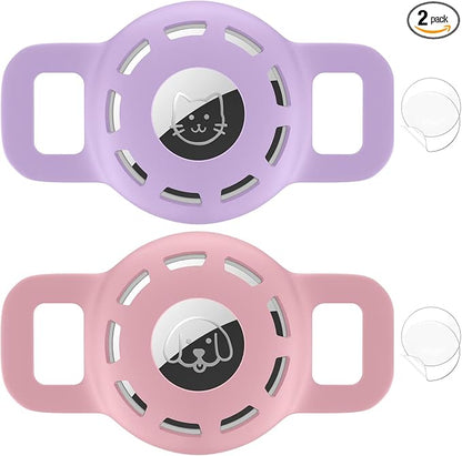 for Air tag Cat Collar Holder for Apple Air Tag, 2 Pack of Pet Collar Holder for Cat and Small Dog Collar Within 1/2 inch and 2 Pack Protector for Air Tag