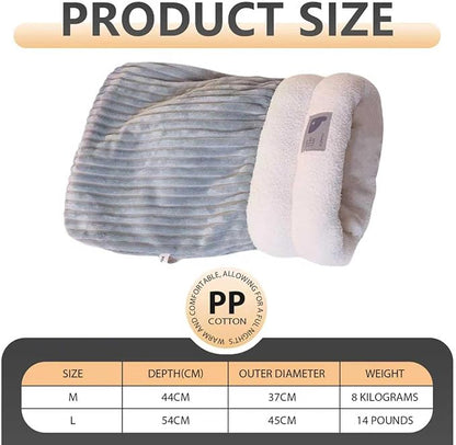 Cat Winter Sleeping Bag Soft Warm Cozy Pet Bed Sack for Indoor Cats or Small Dogs Durable Washable Sleeping Pad (Beige, Medium)