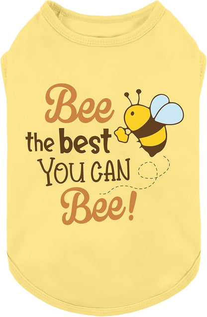 Fitwarm Bee the Best You Can Dog Shirt, Summer Clothes for Small Dogs Boy Girl, Funny Pet Outfit, Yellow, Brown, Blue, Large