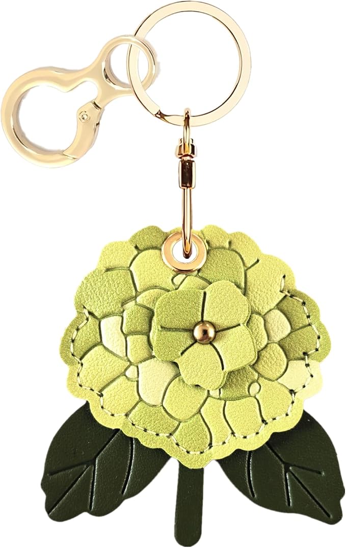 BORKUANA Leather Keychain Holder Case Compatible with AirTag,Cute Protective Cover with Keyring