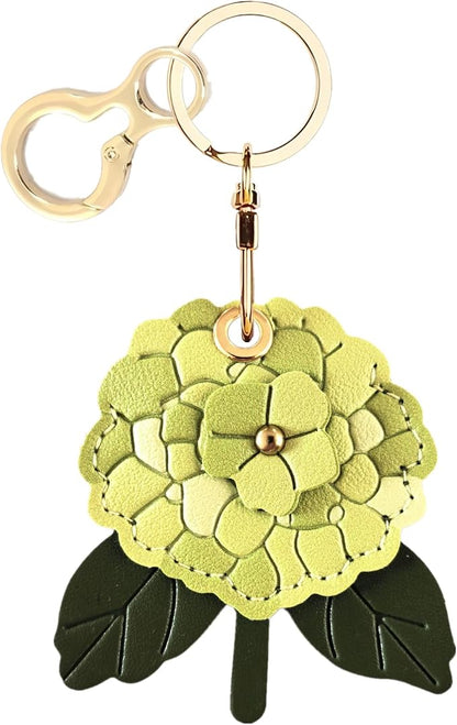 BORKUANA Leather Keychain Holder Case Compatible with AirTag,Cute Protective Cover with Keyring