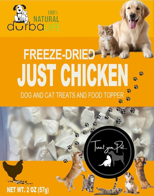 Freeze Dried Chicken Bites - Cats and Dogs Training Treat or Food Topper for Picky Eaters, Protein-Packed Pet Snack (2.0 oz, Just Chicken)