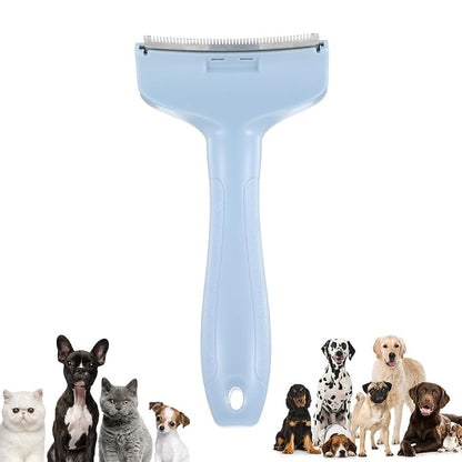 Molain Pet Deshedding Comb,V-Tooth Dog Cat Grooming Brush with Curved Blade Gentle Shedding Tool with Ergonomic Non-Slip Handle for All Coat Types