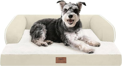 Small Dog Bed Waterproof Orthopedic Dog Beds for Medium Sized Dogs Comfy Pet Cat Bed with Sides, Washable Removable Cover