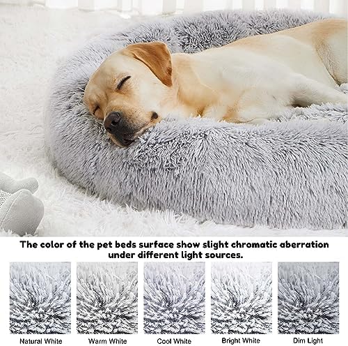 Western Home Calming Donut Large Dog Bed Pet Bed,36" Light Grey