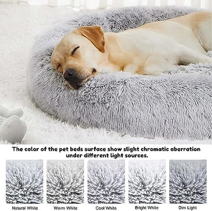 Western Home Calming Donut Large Dog Bed Pet Bed,36" Light Grey