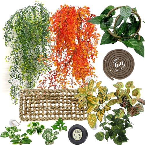 Tfwadmx Reptile Plants Decor,Bearded Dragon Hammock Vine Tank Accessories