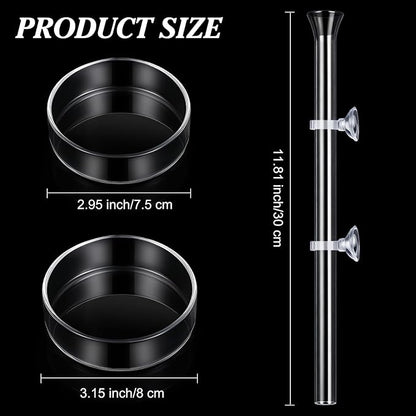 CHENGU 3 Pieces Shrimp Feeding Tube and Dish Set, 12 Inch Glass Shrimp Feeder Tube and 2 Aquarium Dish Bowl Fish Tank Feeding Supplies for Fish Tank Aquarium