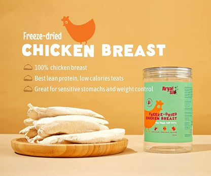 Arya Sit! - Freeze-Dried Single Ingredient Treats (Chicken Breast) for Dogs and Cats - Lean Protein · Grain‑Free & Low‑Calorie · Great for Sensitive Tummies & Weight Control