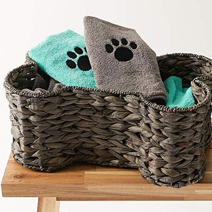 Bone Dry Pet Grooming, Embroidered Microfiber Towel Drying Collection, 15x30, Aqua