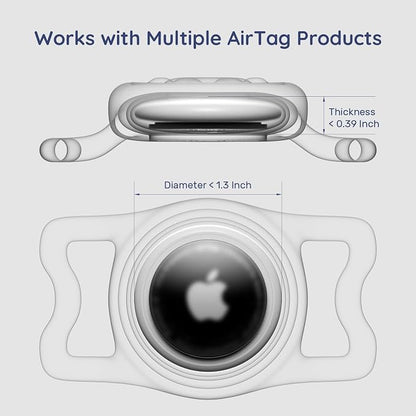 IP68 Waterproof Dog AirTag Holder for Dog Collar, Soft, Stretchy Silicone | Full-Body Protection, Easy Tool-Free Installation, Quiet, No-Dangle Fit, Lightweight, Fits Dog & Cat Collars of All Widths