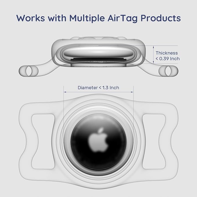 IP68 Waterproof Dog AirTag Holder for Dog Collar, Soft, Stretchy Silicone | Full-Body Protection, Easy Tool-Free Installation, Quiet, No-Dangle Fit, Lightweight, Fits Dog & Cat Collars of All Widths