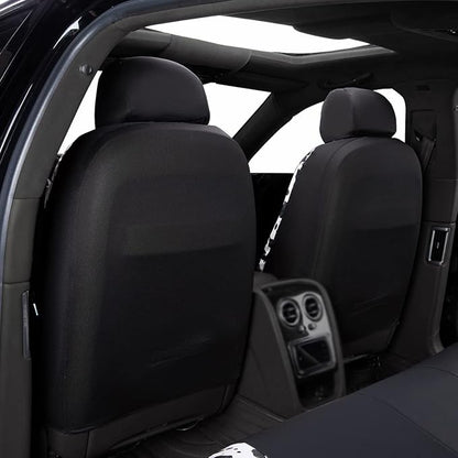 Flying Banner car seat Covers Protects Water Proof Faux Leather Carbon Fiber Fronts Rear Bench Covers (Cow Black, Full Set - Combo Pack)