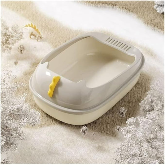 Litter Box, Durable Open Cat Litter Box with Scoop,Anti Splash Pet Tray Cat Litter Box(Gray)