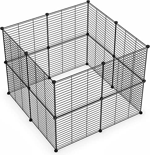 LURIVA Small Animal Playpen, Guinea Pig Cages, Pet Playpen, Rabbit Cage,Small Animal Cage, Puppy Kitten Dog Playpen, Indoor Outdoor Portable Metal Wire Yard Fence,15 X 12 Inch, 16 Panels, Black.