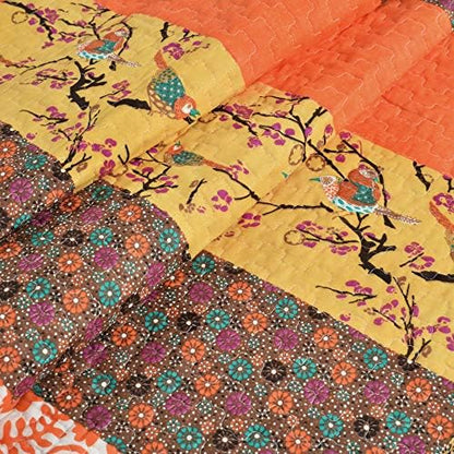 Lush Decor Royal Empire Reversible Cotton Throw Blanket, 50" W x 60" L, Tangerine - Throw Blankets for Bed - Couch Blanket - Boho Throw Blanket for Couch