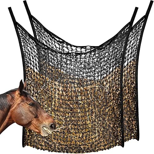 Fabbay 2 Pcs Slow Feed Hay Net for Horses, 63 x 40 Inch Hay Bag, Black