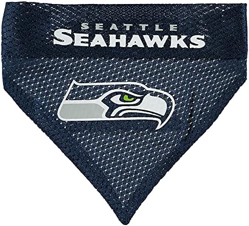 Pets First NFL DOG BANDANA - SEATTLE SEAHAWKS REVERSIBLE PET BANDANA. 2 Sided Sports Bandana with a PREMIUM Embroidery TEAM LOGO, Large/X-Large. - 2 Sizes & 32 NFL Teams available