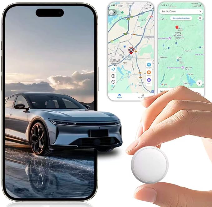 GPS Tracker for Vehicles, 1-Minute Updates, No SIM Card or Monthly Fees | iOS & Android App, 1-Year Replaceable Battery, Magnetic IPX7 Waterproof Design for Cars, Motorcycles & More