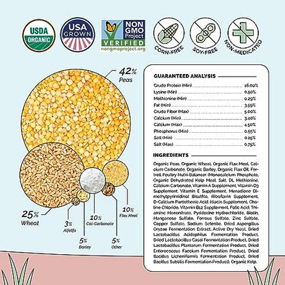 Mile Four Organic Chicken Feed, Layer Whole Grain, Non-GMO, US Grown 23 lbs