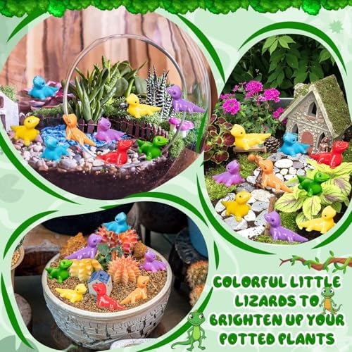 100PCS Mini Resin Lizards Colorful Tiny Lizard Bulk for Micro Garden