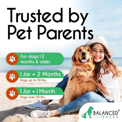 Balanced Breed All-in-1 Dog Vitamins Supplements Made in USA Vet-Pharmacist Approved Dog Multivitamin Probiotics Glucosamine Chondroitin Dogs Salmon Oil Skin Coat Immune Senior Dogs Supplement NonGMO